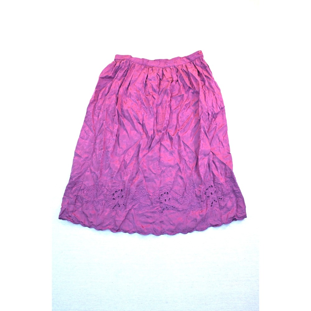 Brownstone Studio Vintage Womens 8 100% Silk Skirt Purple Cutwork Lined Elegant